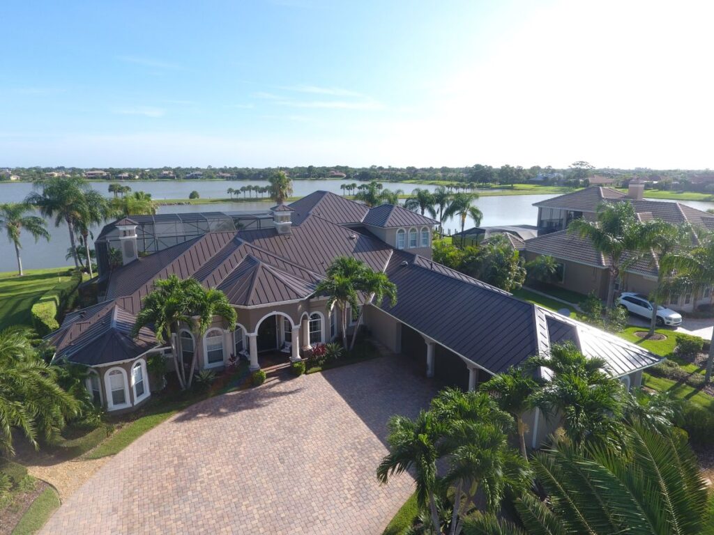 Florida house surrounded by palm trees