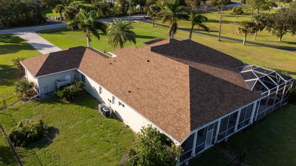 brown asphalt roofing