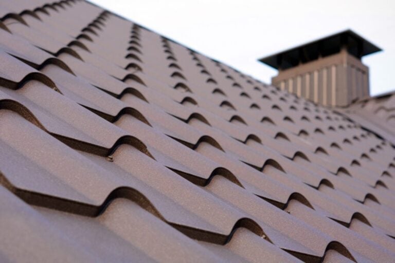Brown metal roof shingles