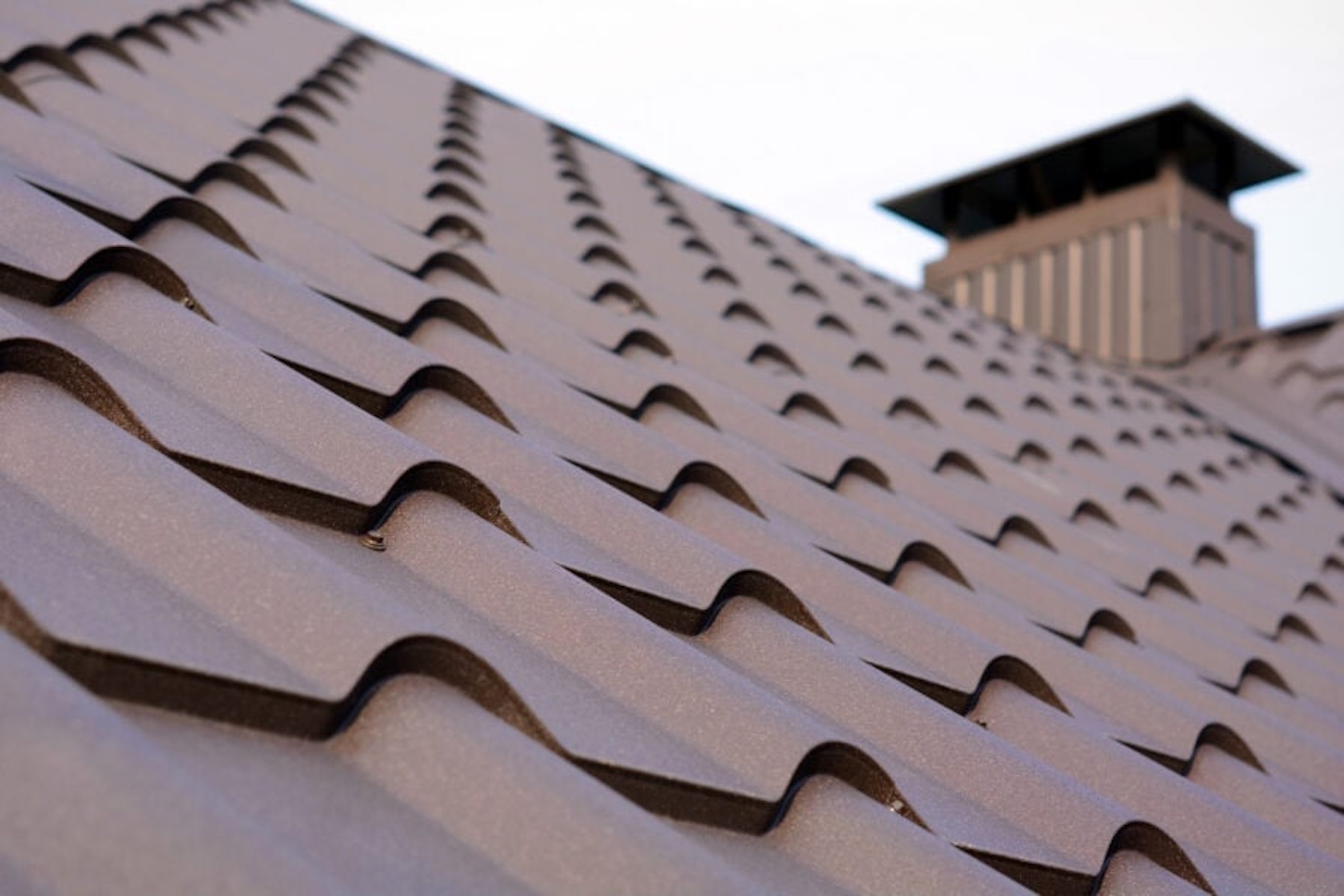Brown metal roof shingles
