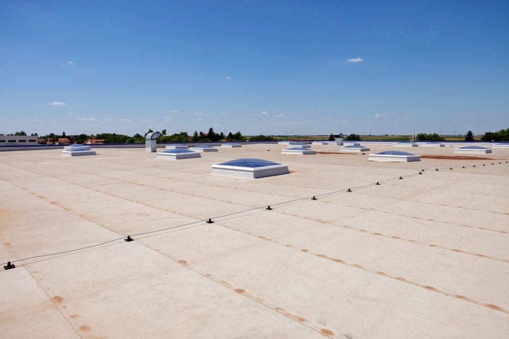 white flat roof business building