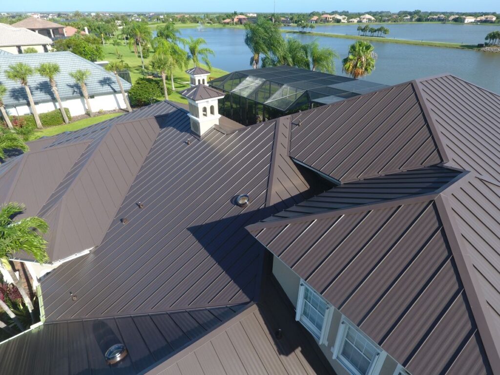 roofing clearwater fl dark brown metallic roof big house Florida Roof Bros project